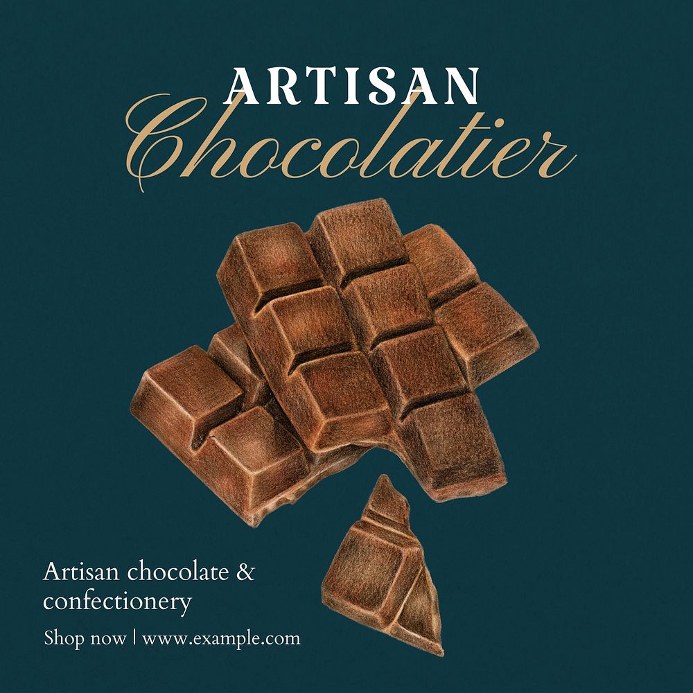 Chocolatier Instagram post template, editable text