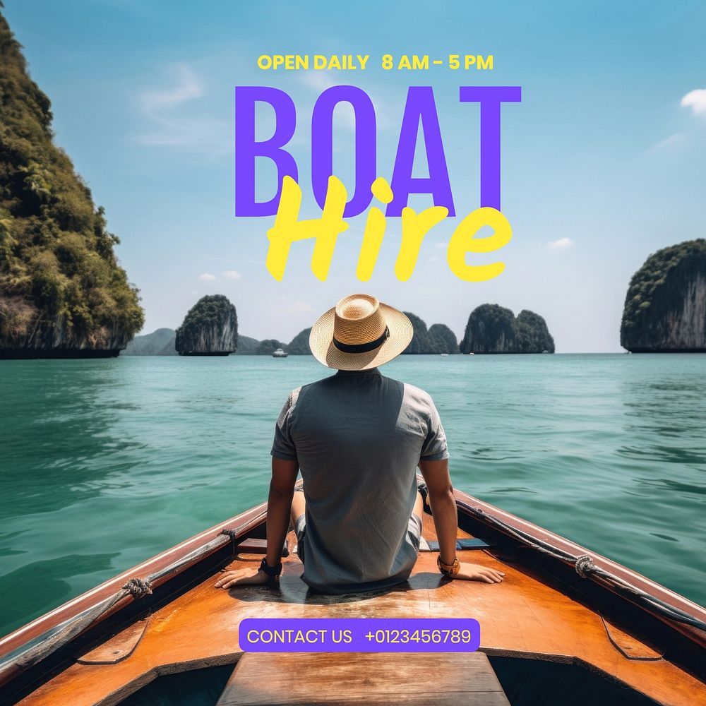 Boat hire Instagram post template