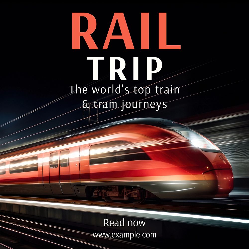 Rail trip Instagram post template  