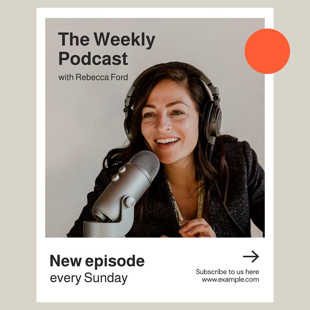 Weekly podcast Instagram post template, editable text