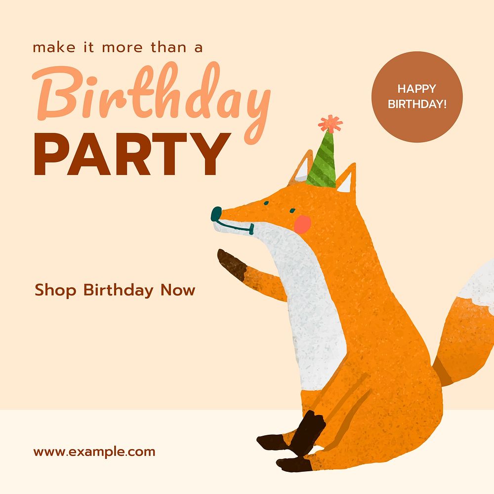 Birthday party Instagram post template, editable text