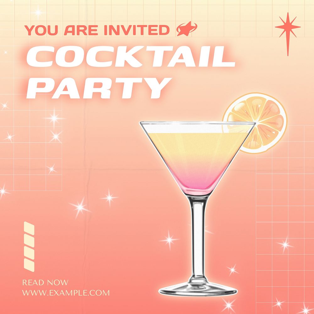 Cocktail party Instagram post template  