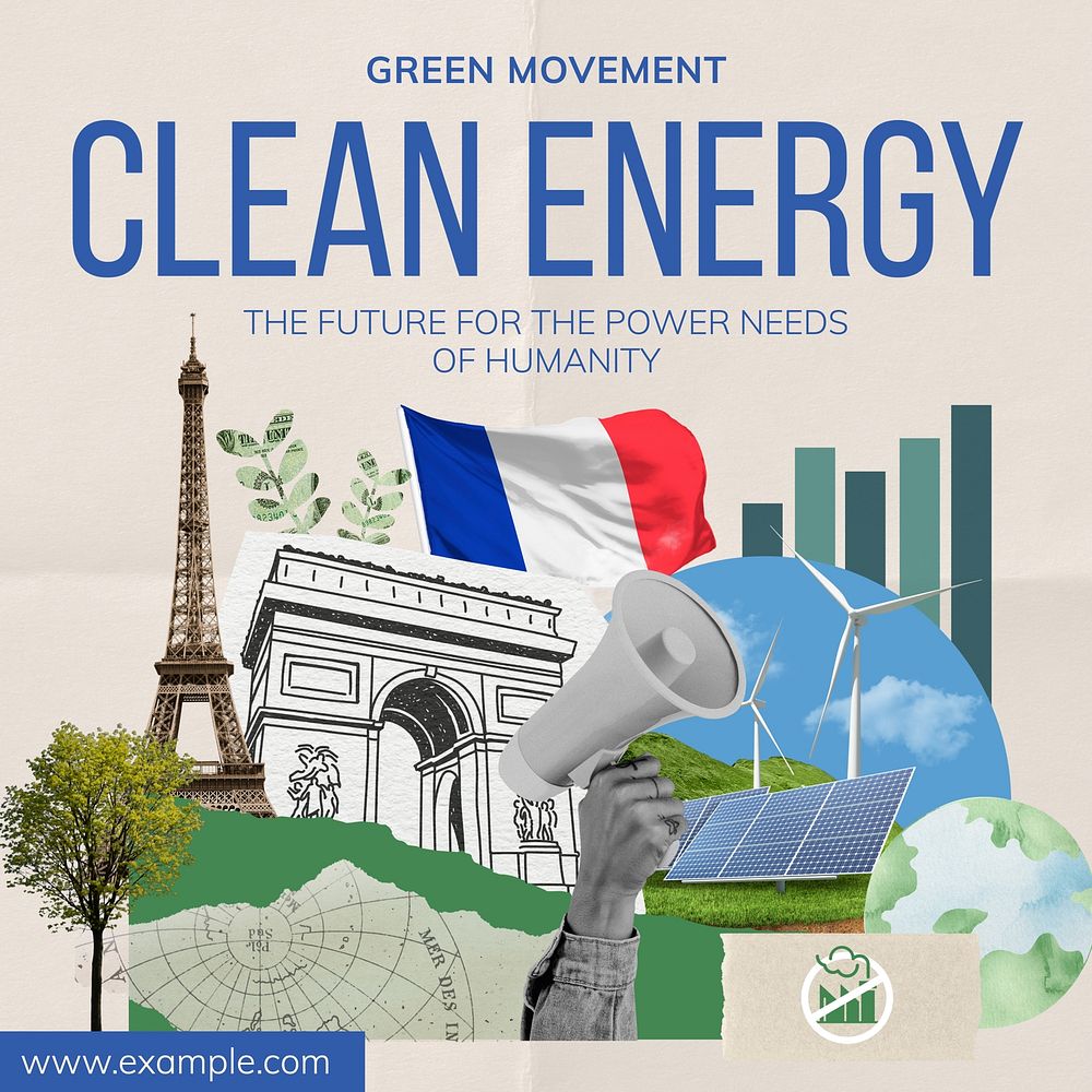 Clean energy Instagram post template, editable text