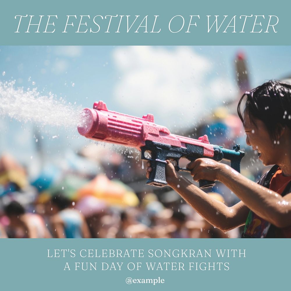 Songkran water festival Instagram post template