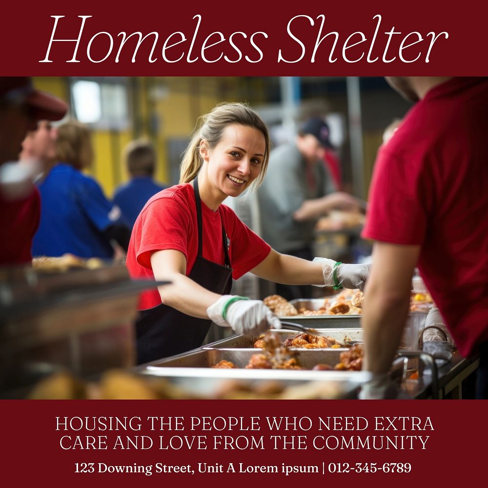 Homeless shelter volunteering Facebook post template