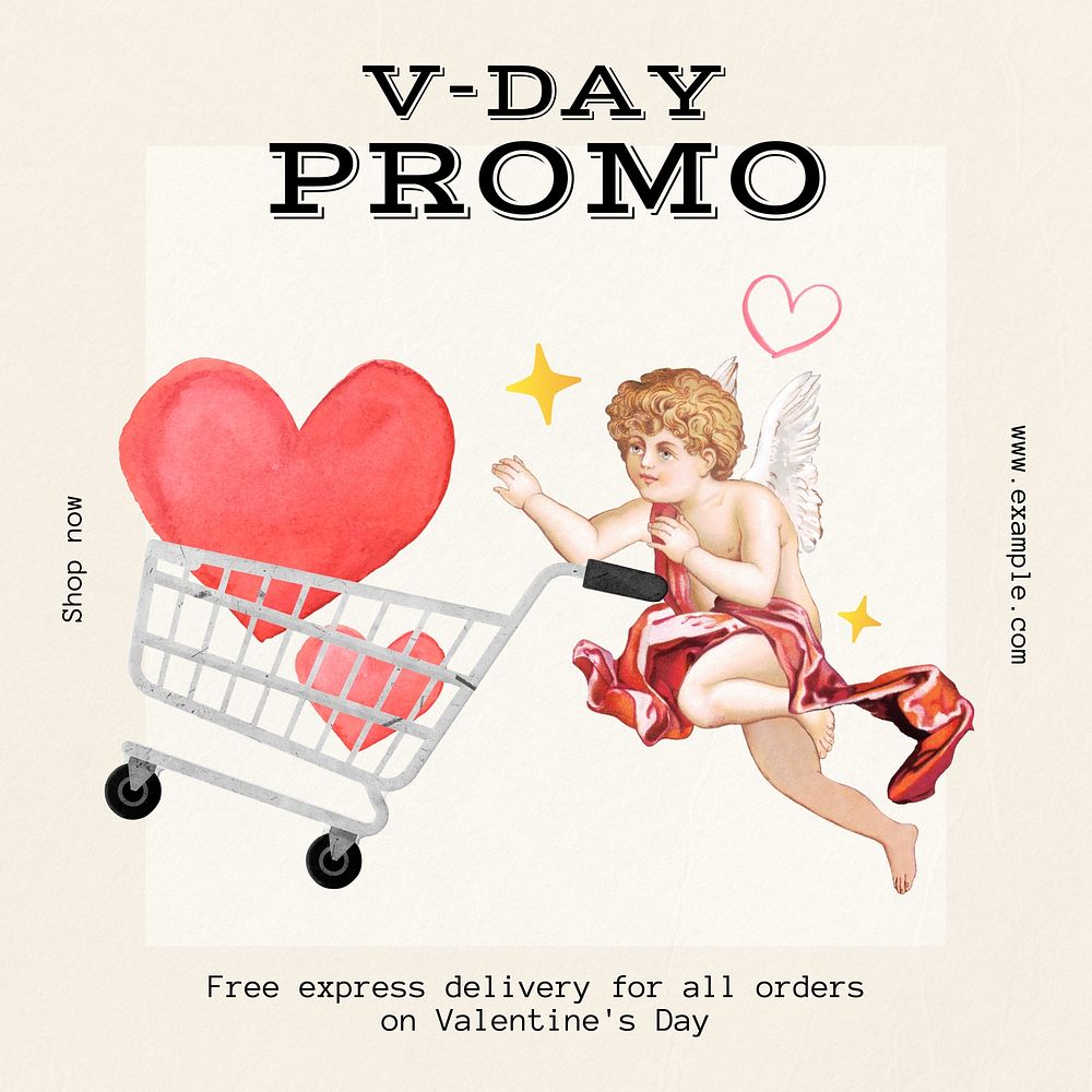 V-day promo Instagram post template