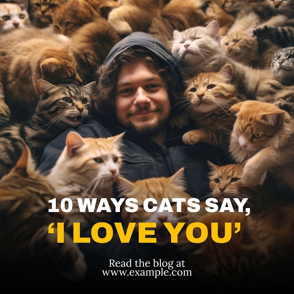 Cat lovers Instagram post template  