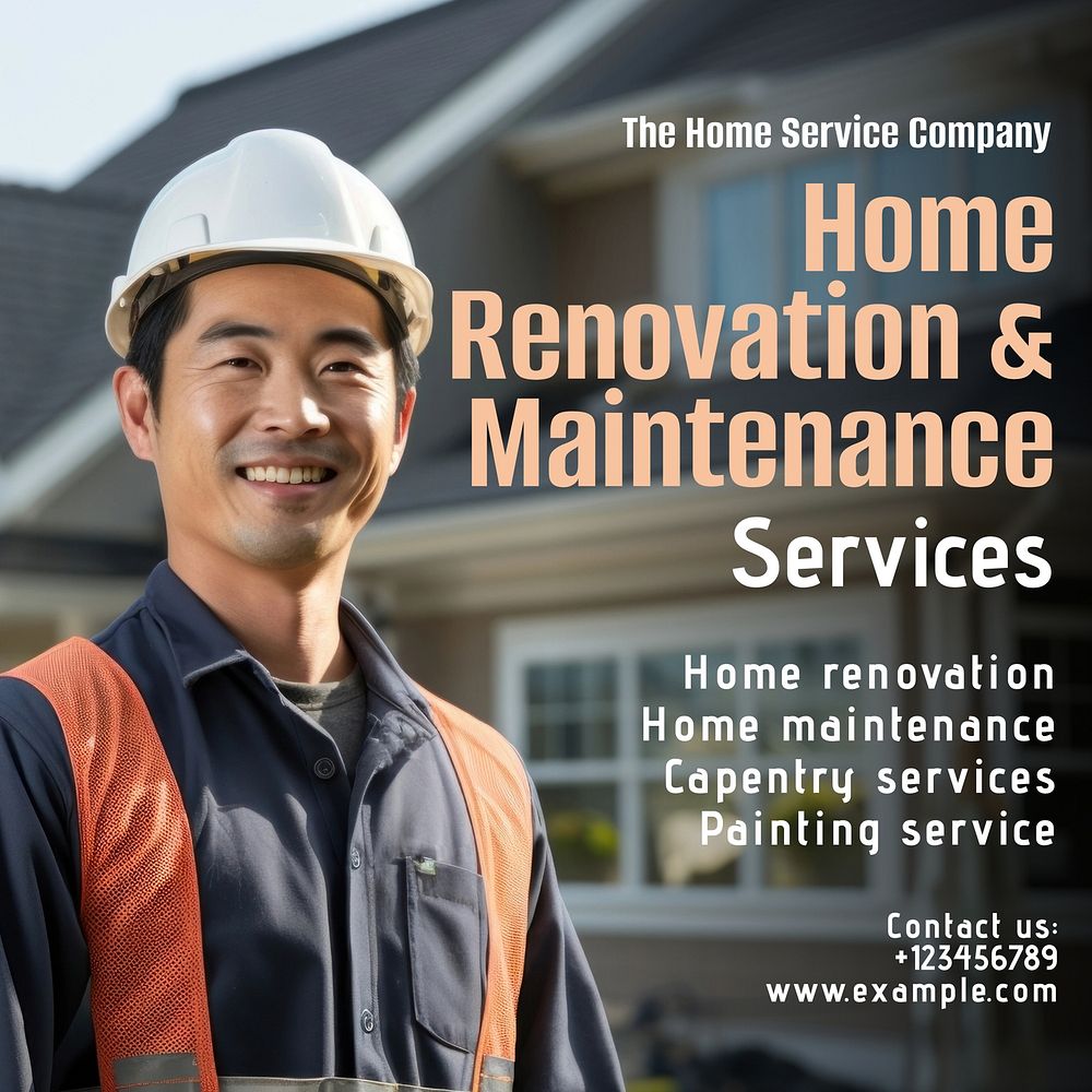 Home renivation company Facebook post template