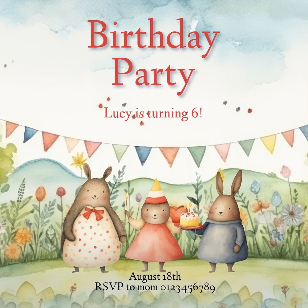 Birthday party Instagram post template  