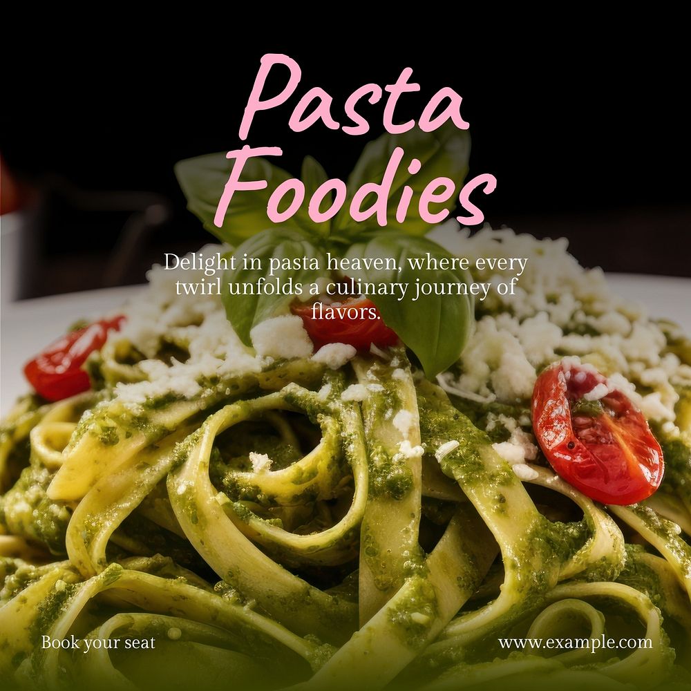 Pasta foodies Instagram post template | Free Photo - rawpixel