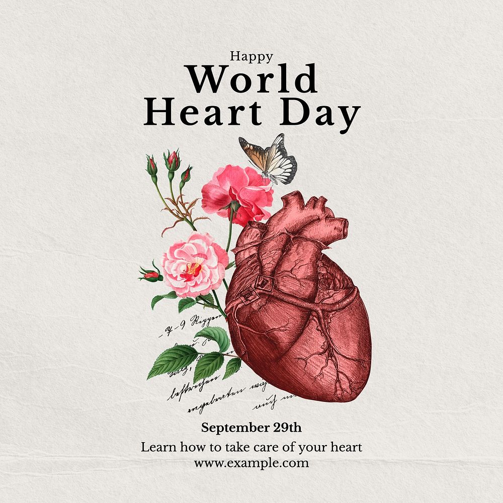 World heart day Instagram post template, editable text
