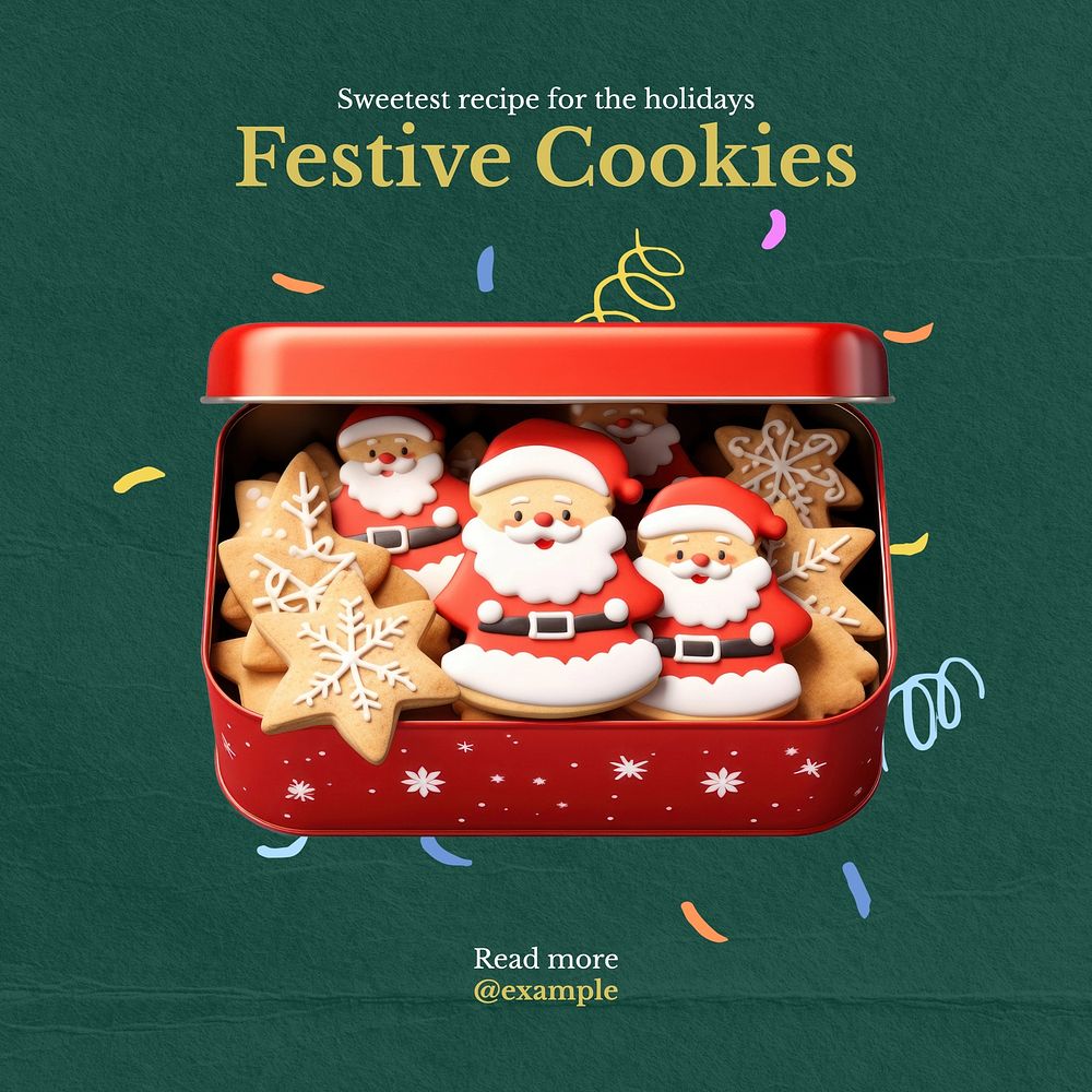 Festive cookie recipe Instagram post template