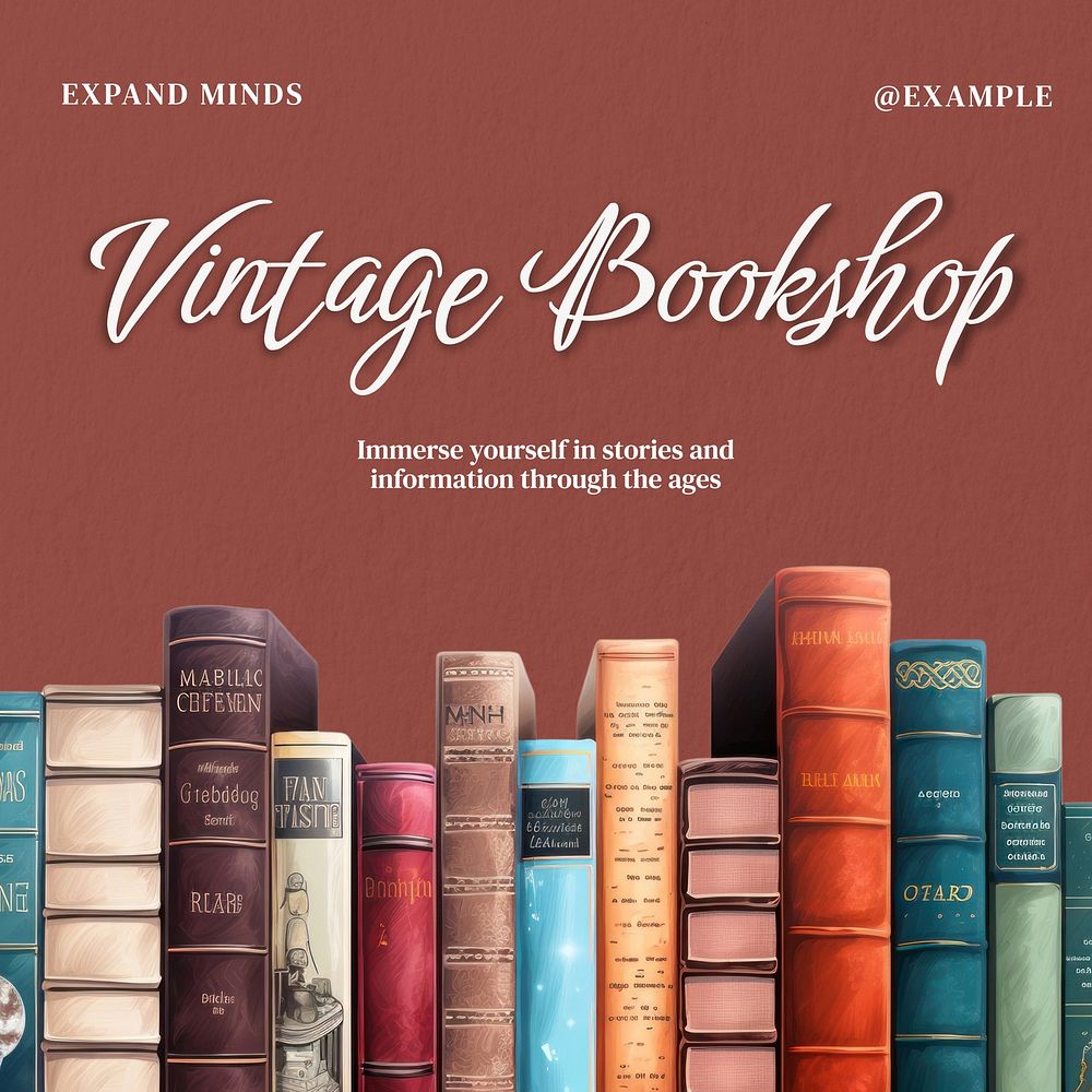 Vintage bookshop Instagram post template