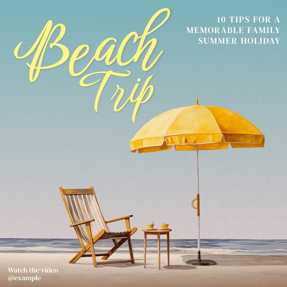Beach trip Instagram post template