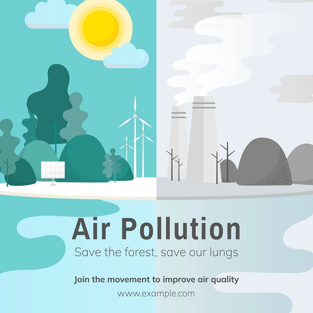 Air pollution poster template Instagram post template