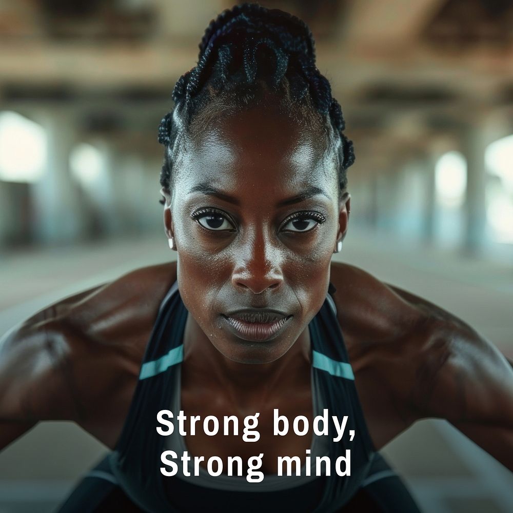 Strong body, strong mind quote Instagram post template