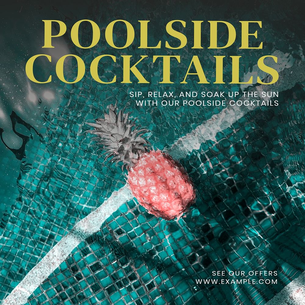 Poolside cocktails Instagram post template