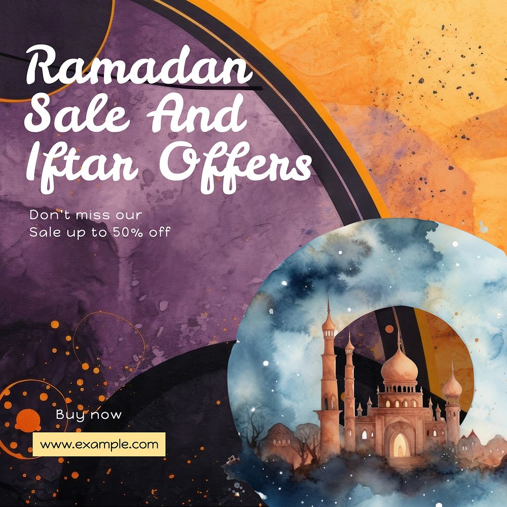 Ramadan & iftar sale Instagram post template
