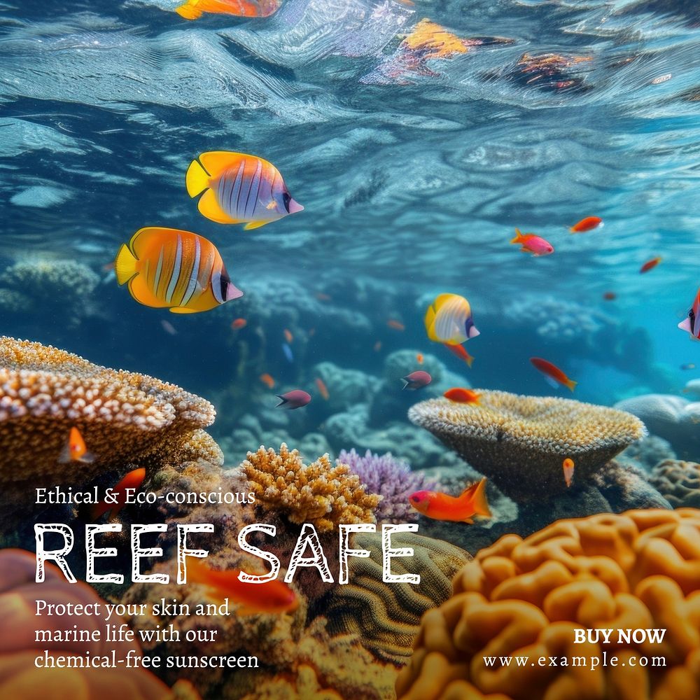 Reef safe sunscreen Instagram post template
