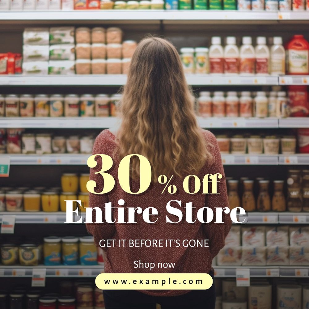 30% off entire store Instagram post template  