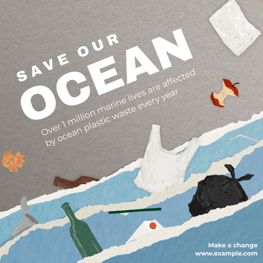 Save ocean Instagram post template