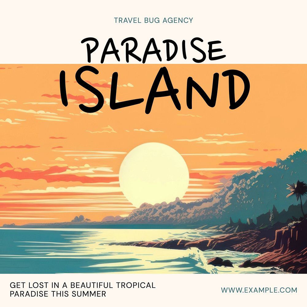 Paradise island Facebook post template