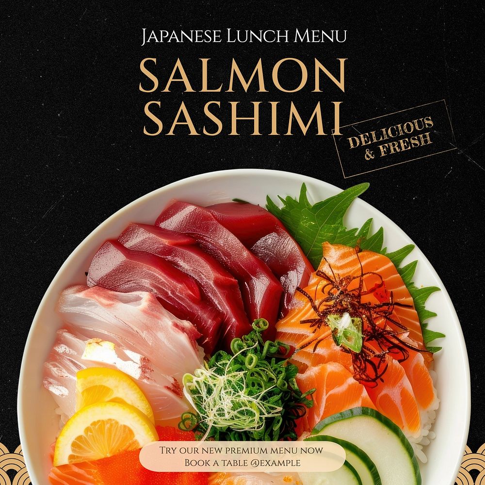 Japanese salmon sashimi Facebook post template