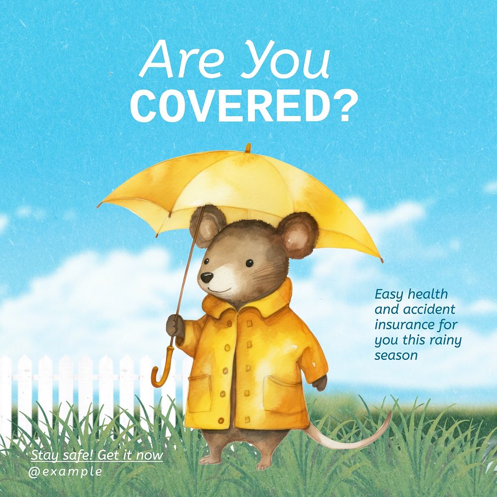 Rainy season insurance Instagram post template  