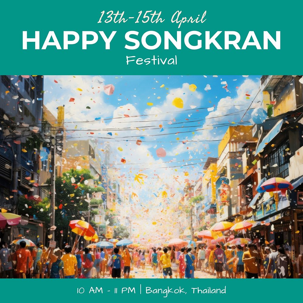 Happy Songkran Festival Instagram post template
