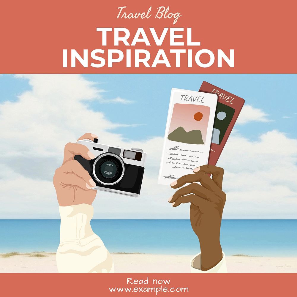 Travel ideas post template  social media design