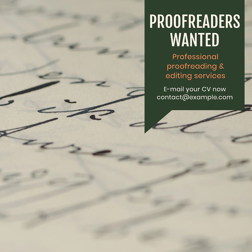 Proofreaders wanted Instagram post template