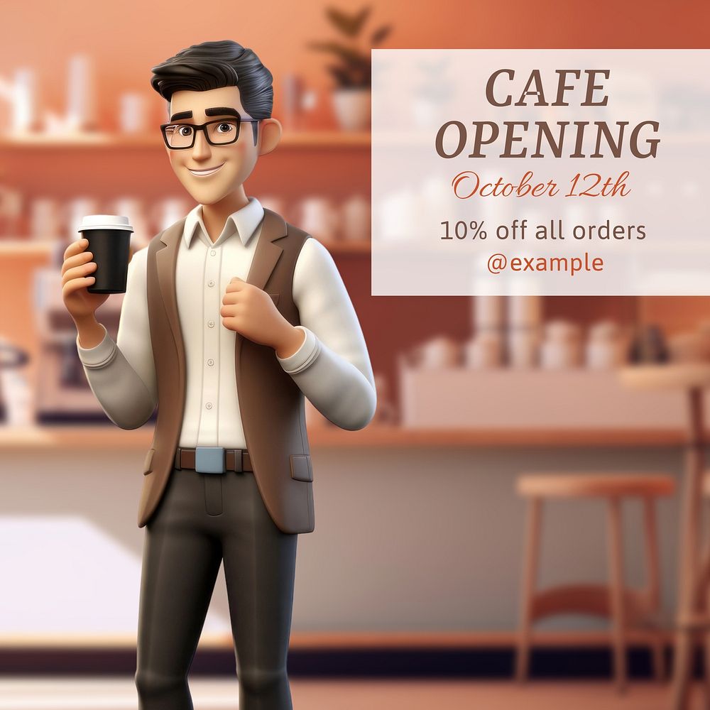 Cafe opening Facebook post template