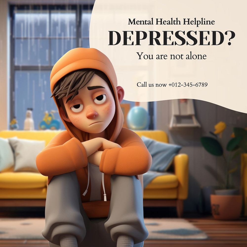 Depression support Instagram post template  