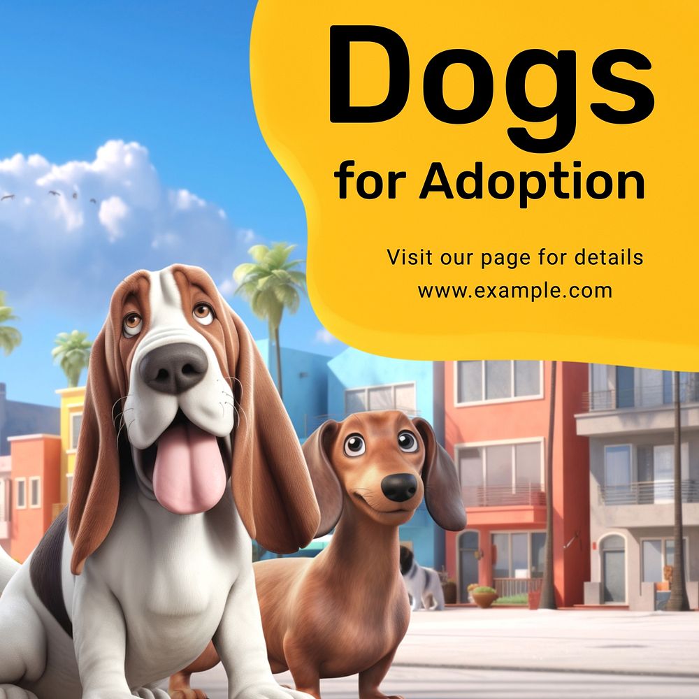 Dog adoption Instagram post template, editable text