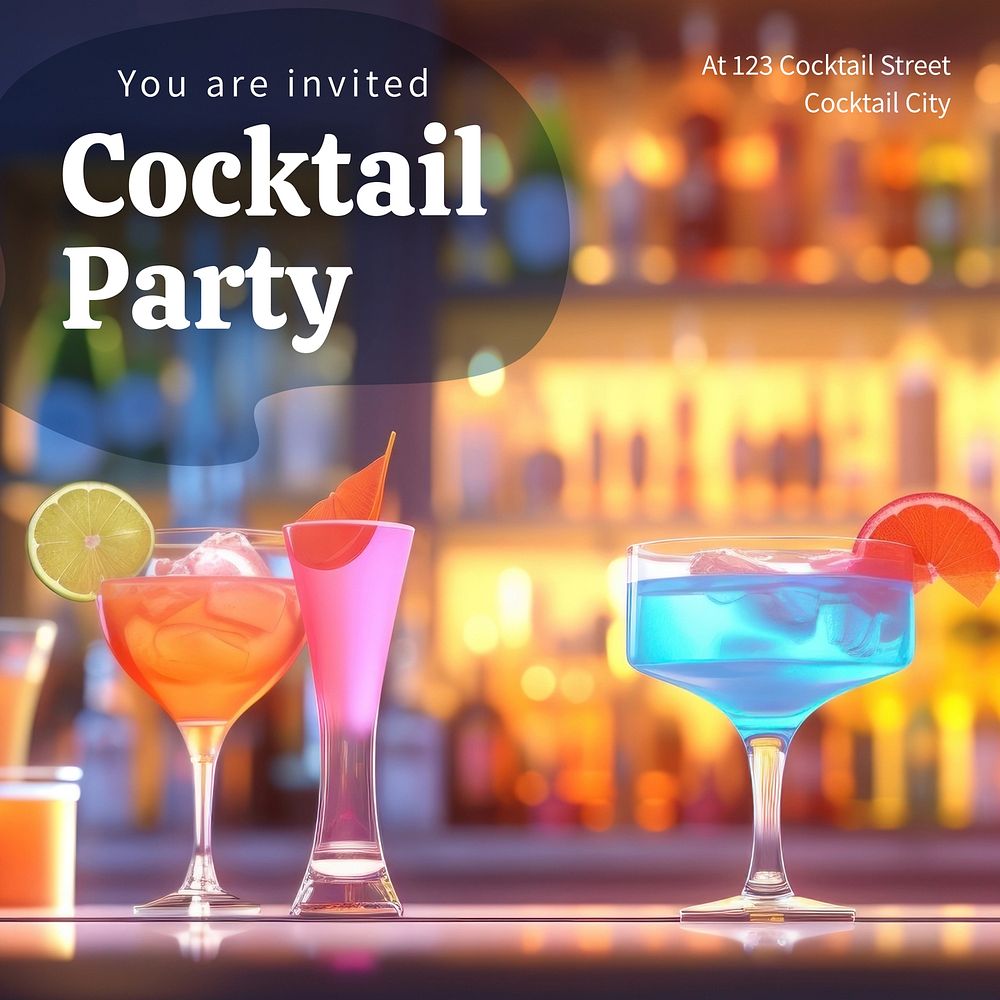 Cocktail party Instagram post template