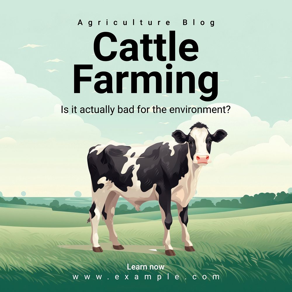 Cattle farming Instagram post template, editable text