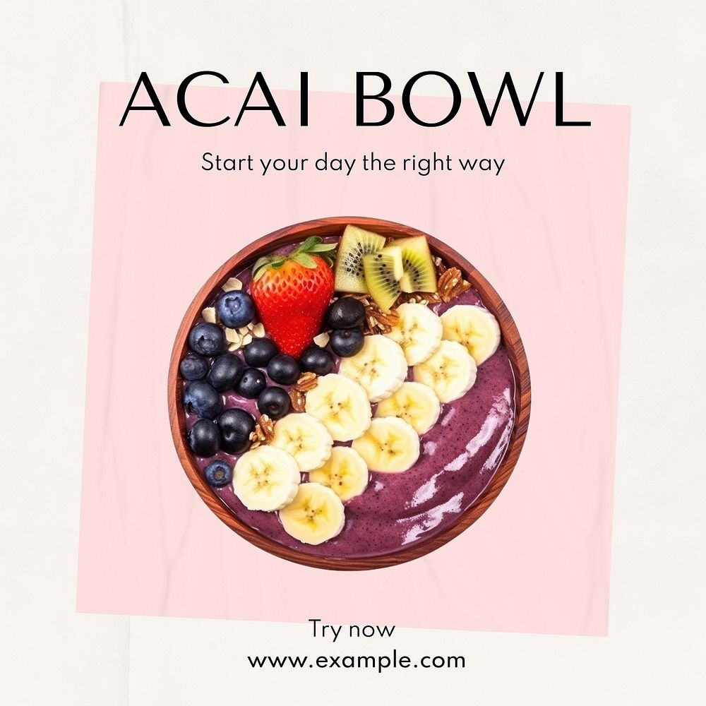 Acai bowl Instagram post template  
