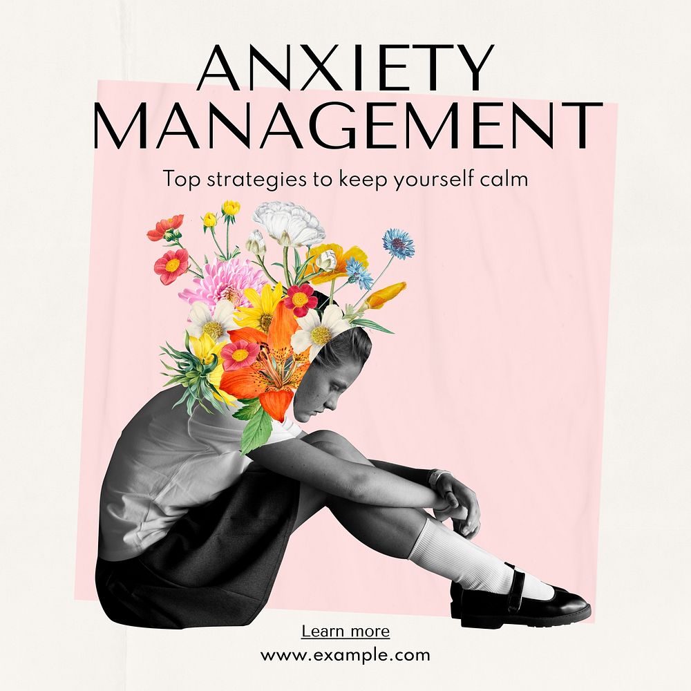 Anxiety management Instagram post template  