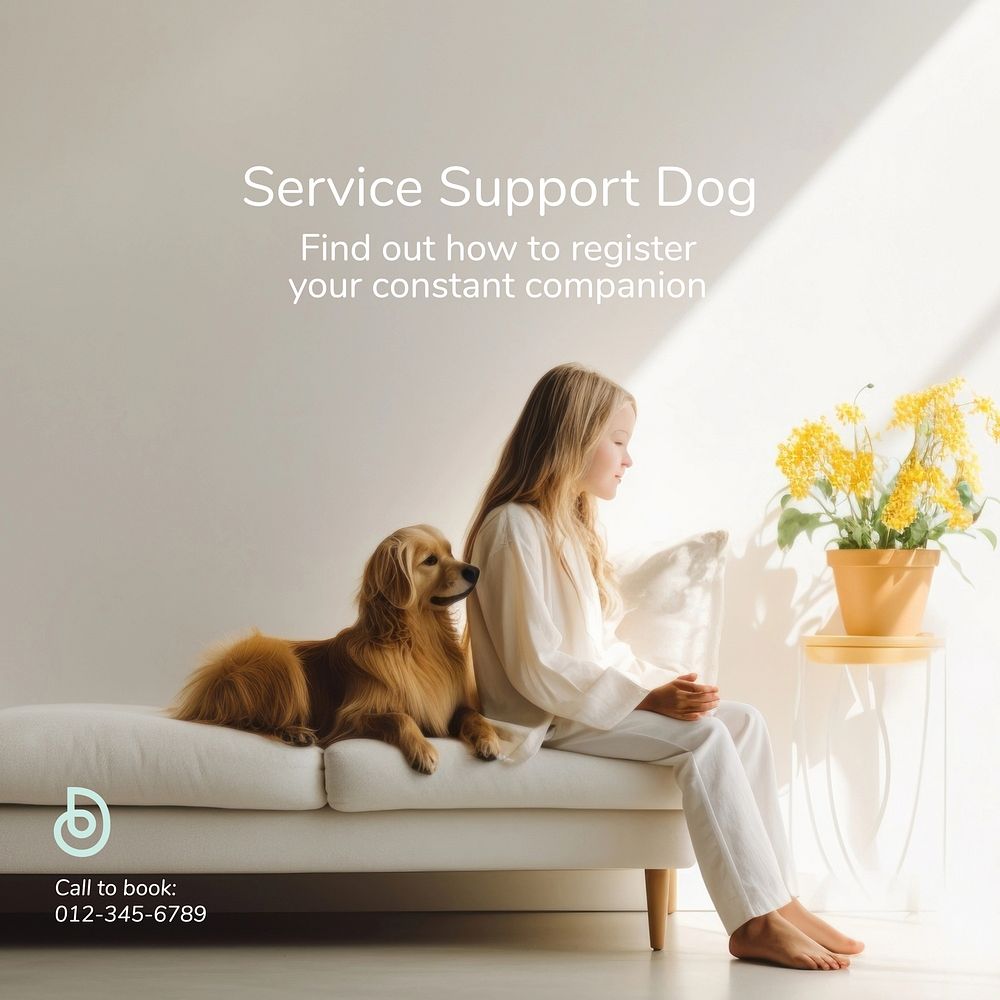 Service support dog Instagram post template  