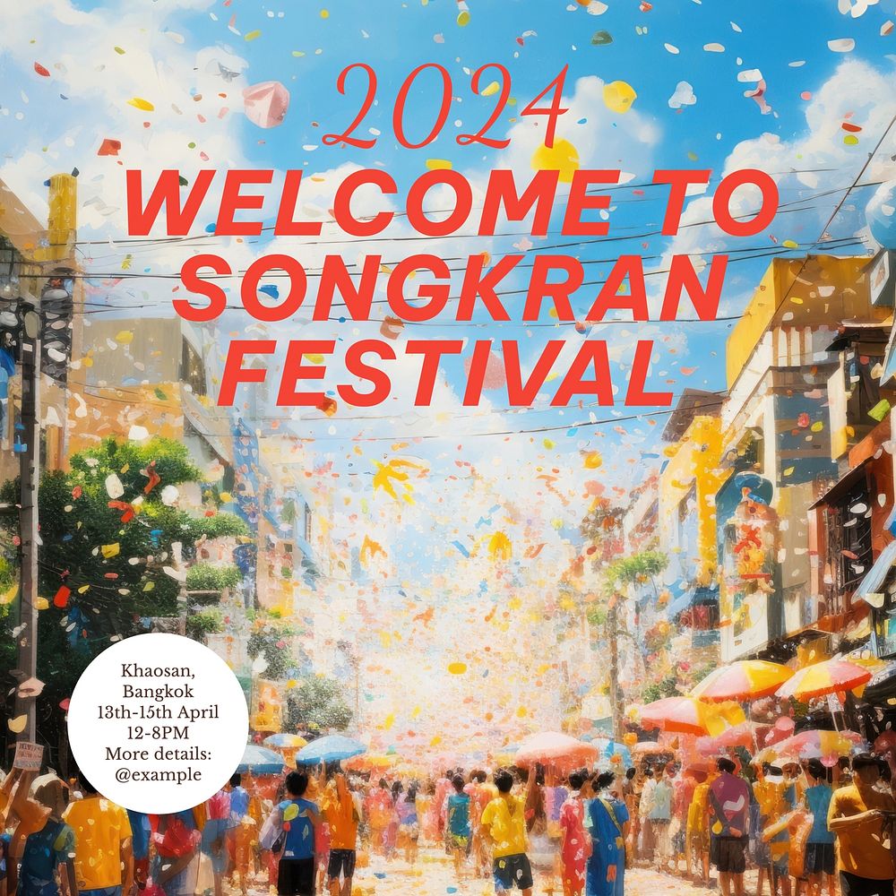 Songkran festival Instagram post template