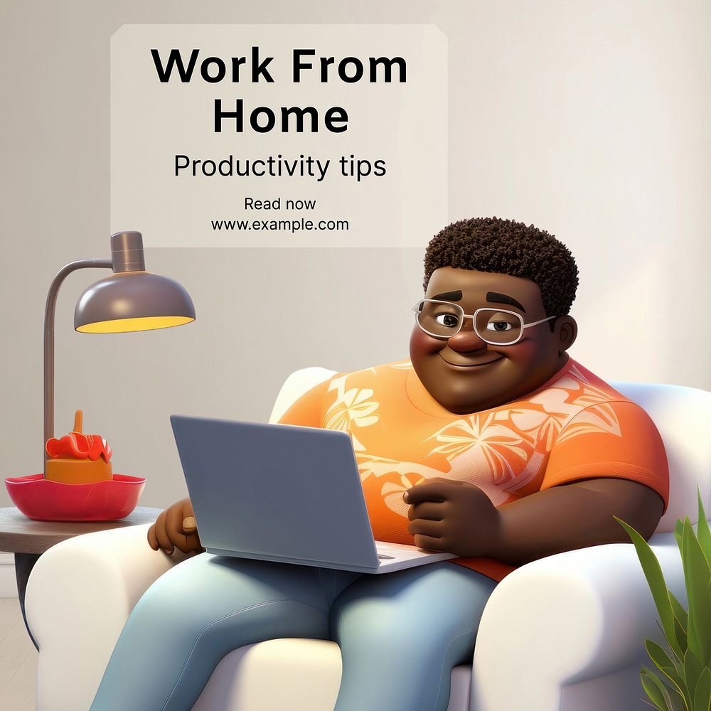 Work from home Instagram post template, editable text