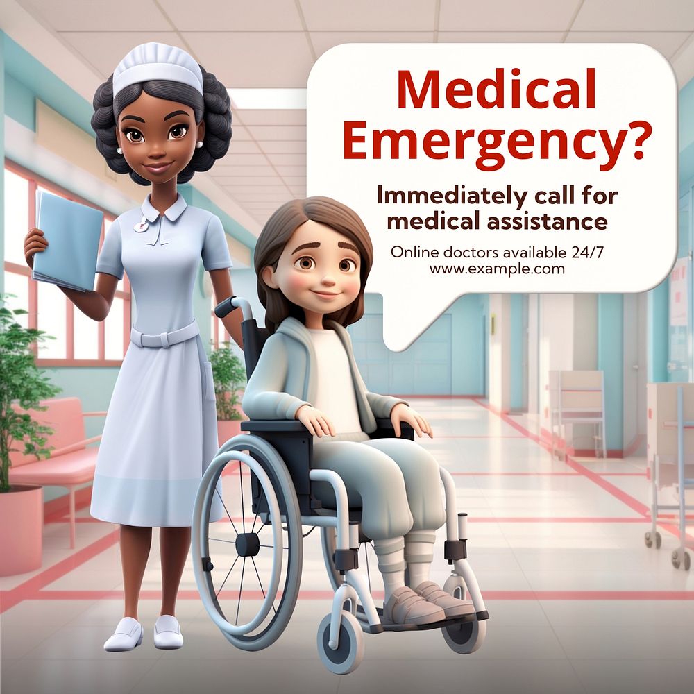 Medical emergency Instagram post template  
