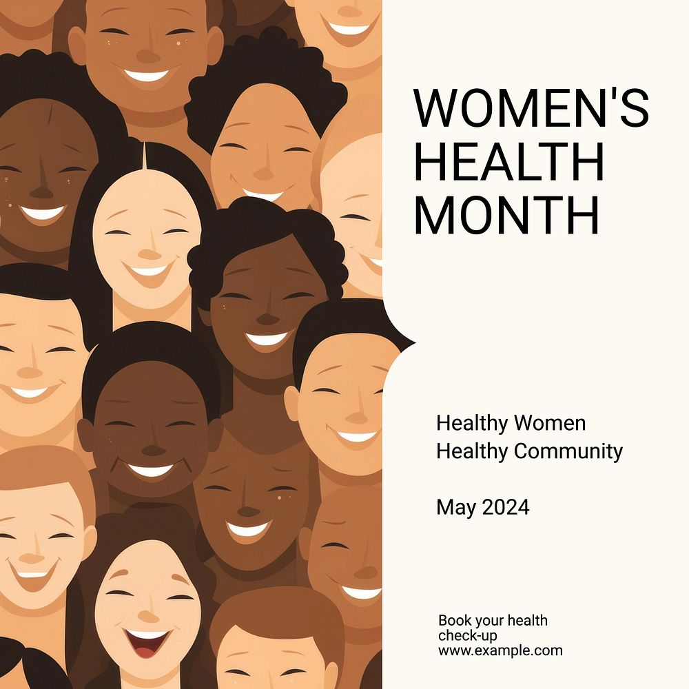 Women's health month Instagram post template, editable text
