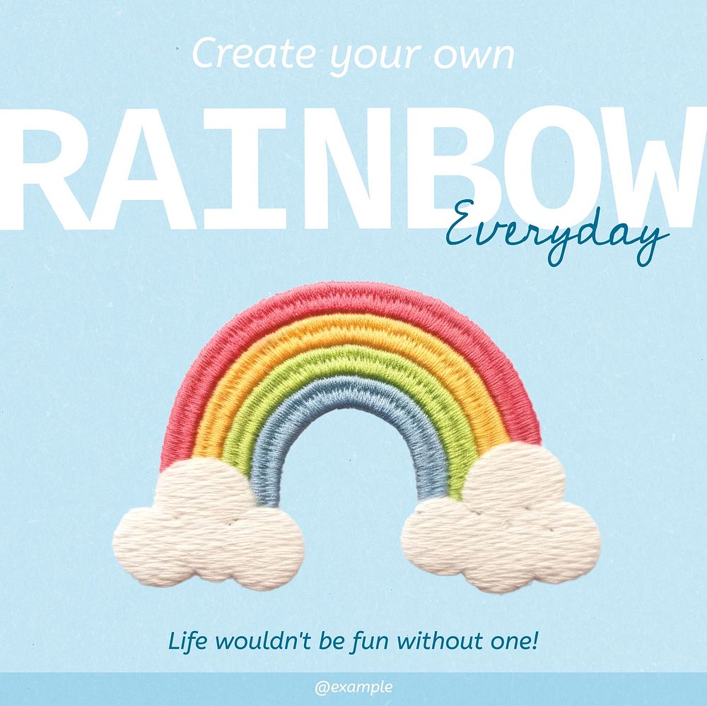Rainbow quote Instagram post template
