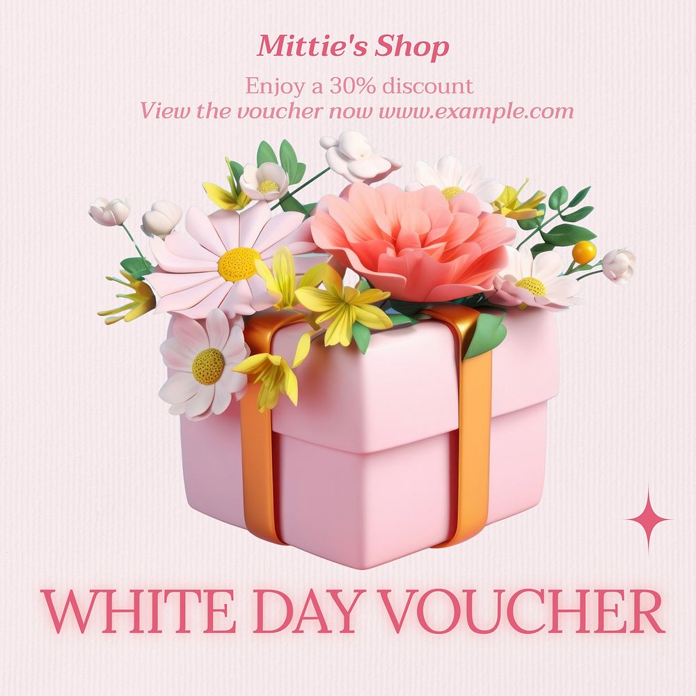 White day voucher Facebook post template