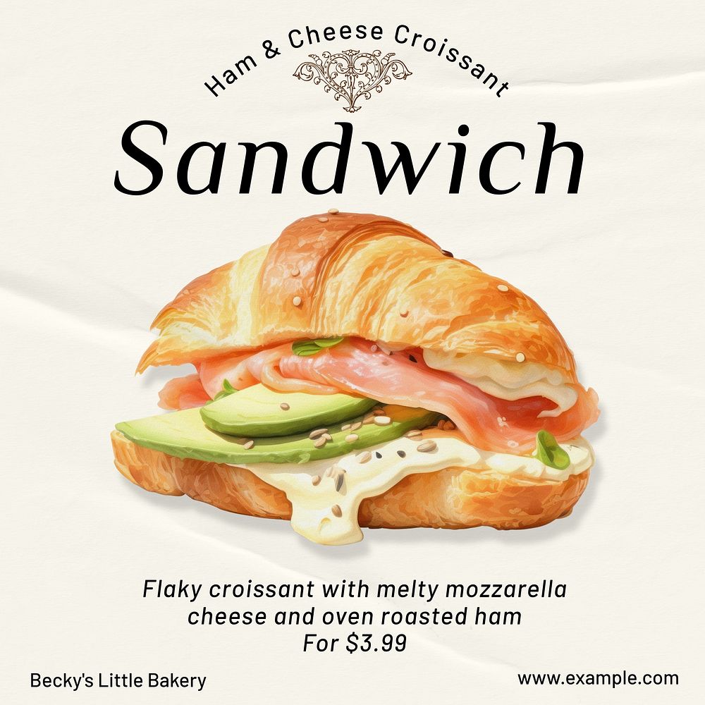 Croissant sandwich Instagram post template