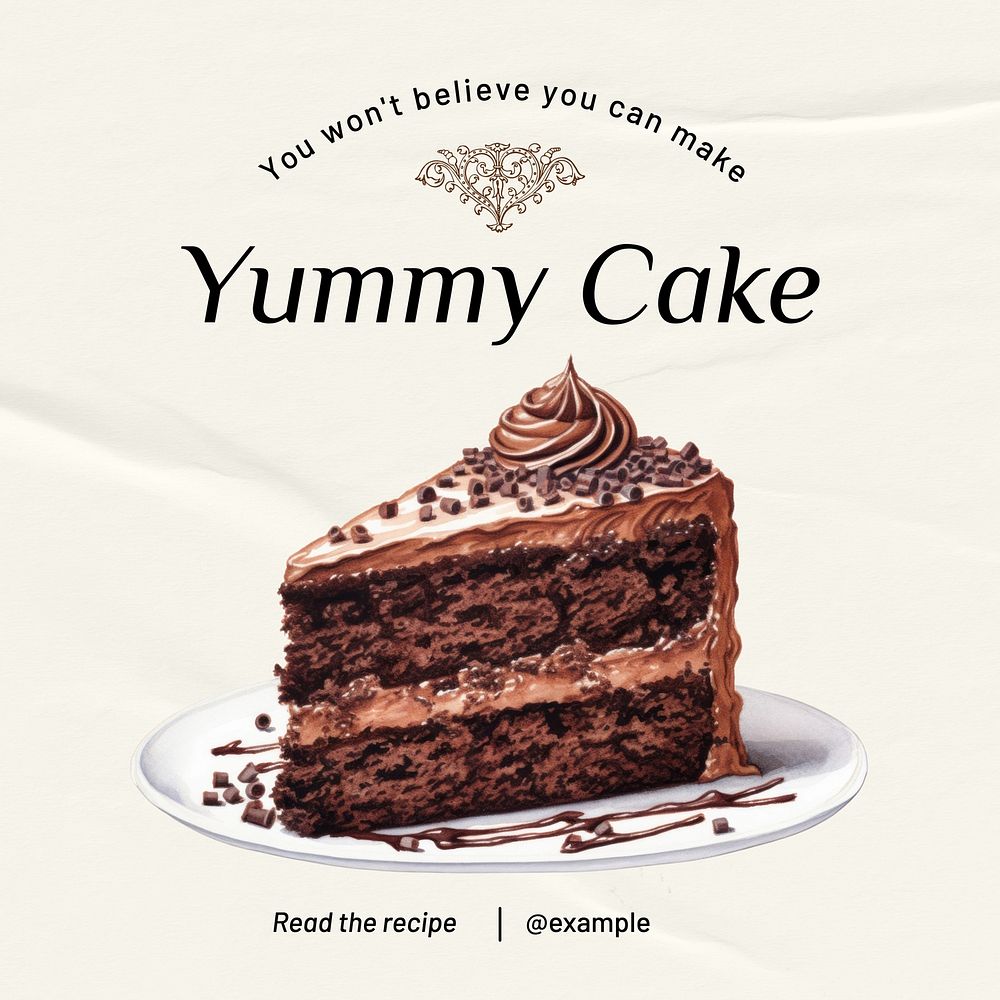 Cake recipe post template  social media design