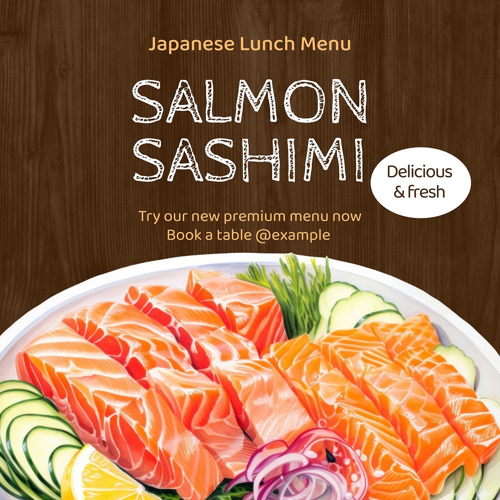Japanese salmon sashimi Instagram post template