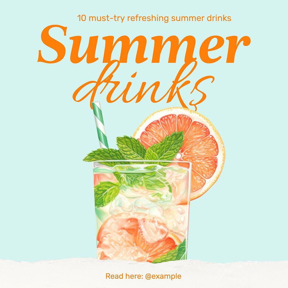 Summer drinks Instagram post template  