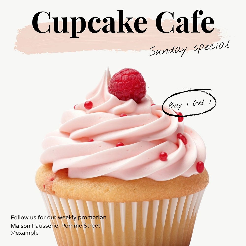 Cupcake cafe Facebook post template